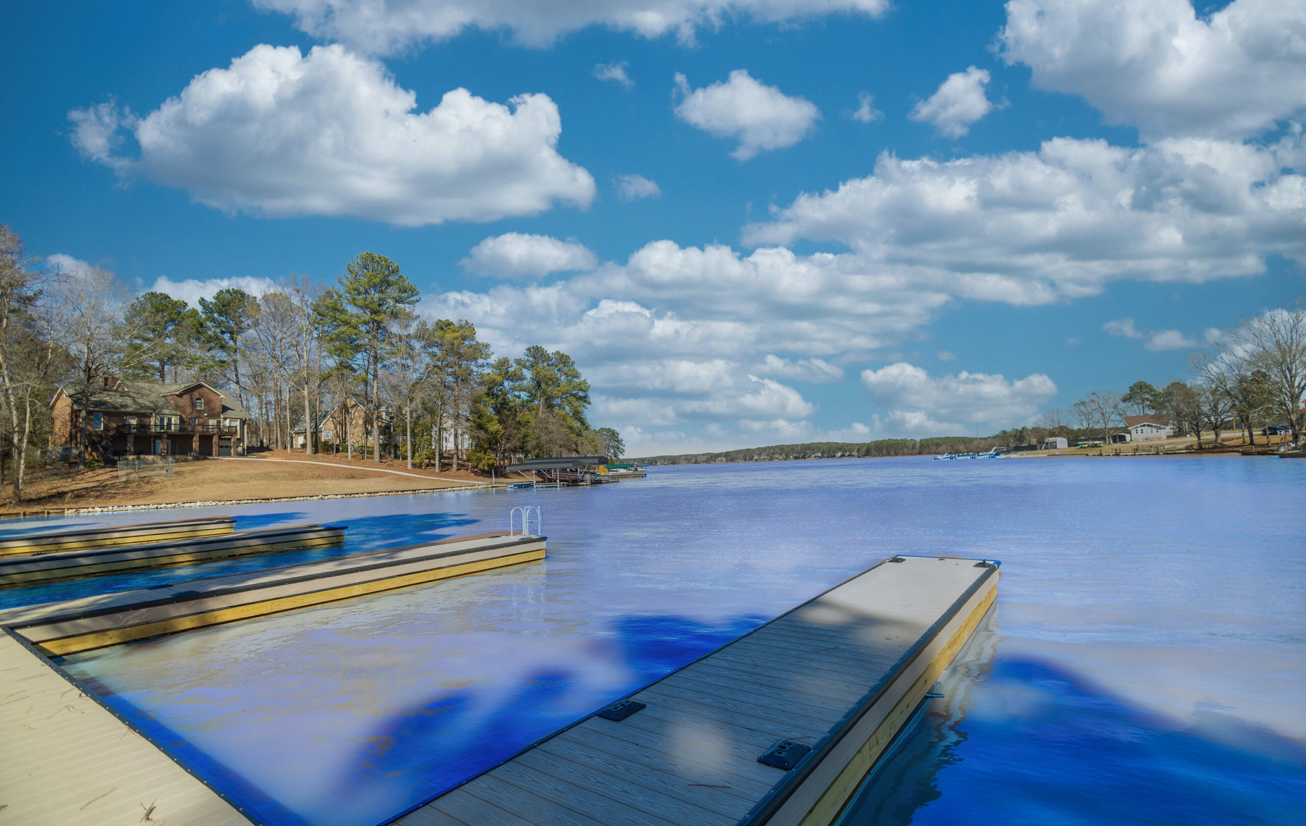 Lakefront community with boat dock