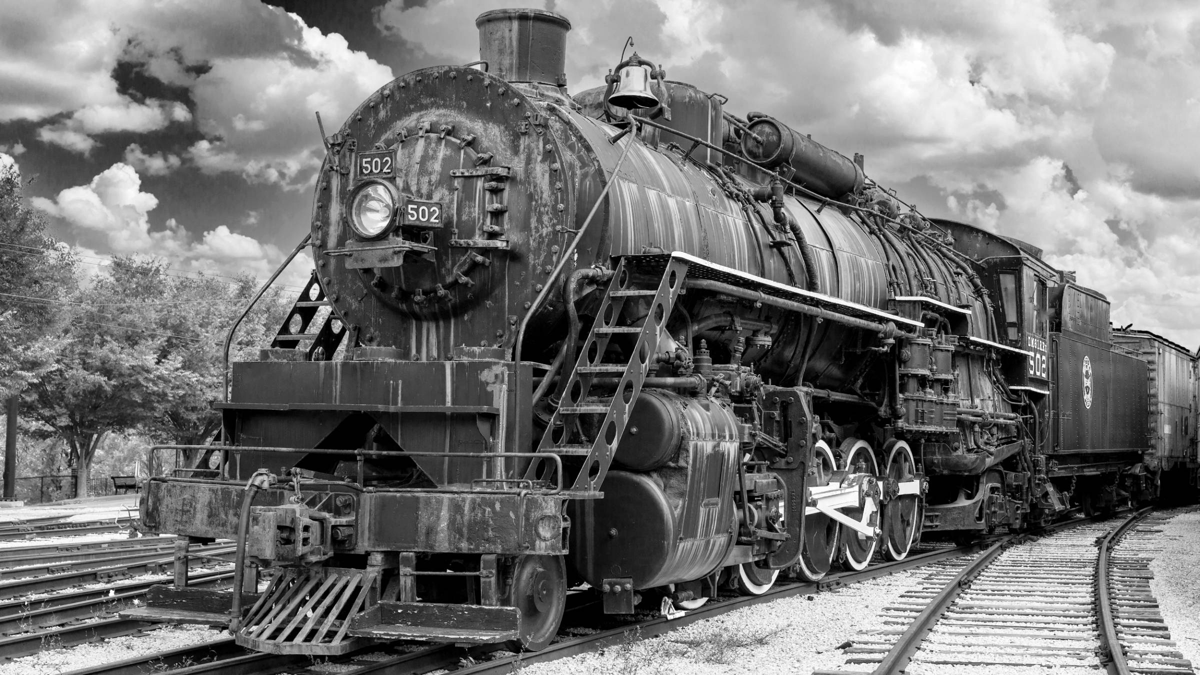 Historic train on tracks in Woodstock, GA