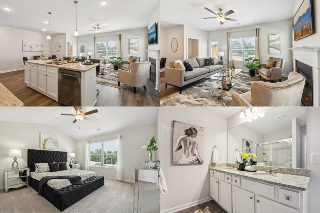 Interiors of new townhomes in metro Atlanta with modern open floor plans