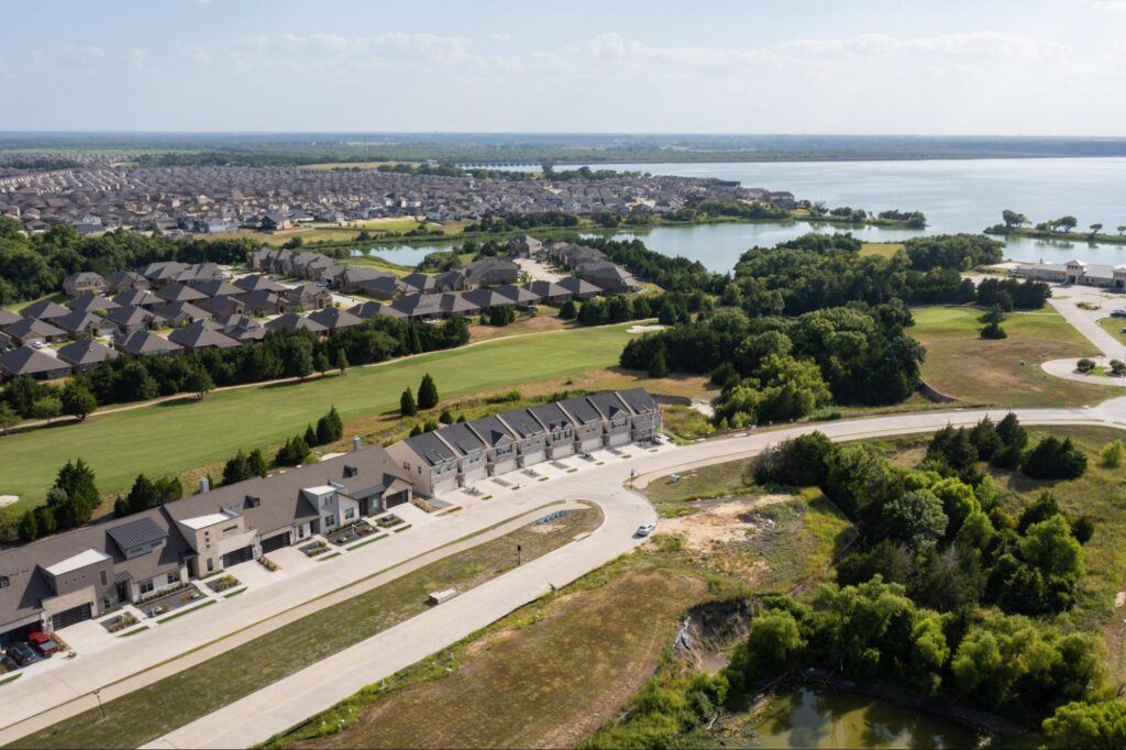 New townhomes at Heath Golf & Yacht Club by DRC Dallas backing up to the golf course, close to DFW Christmas events