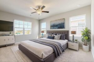 Spacious primary bedroom interior inside new homes under $299k in Mesquite