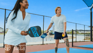 two people playing pickleball
