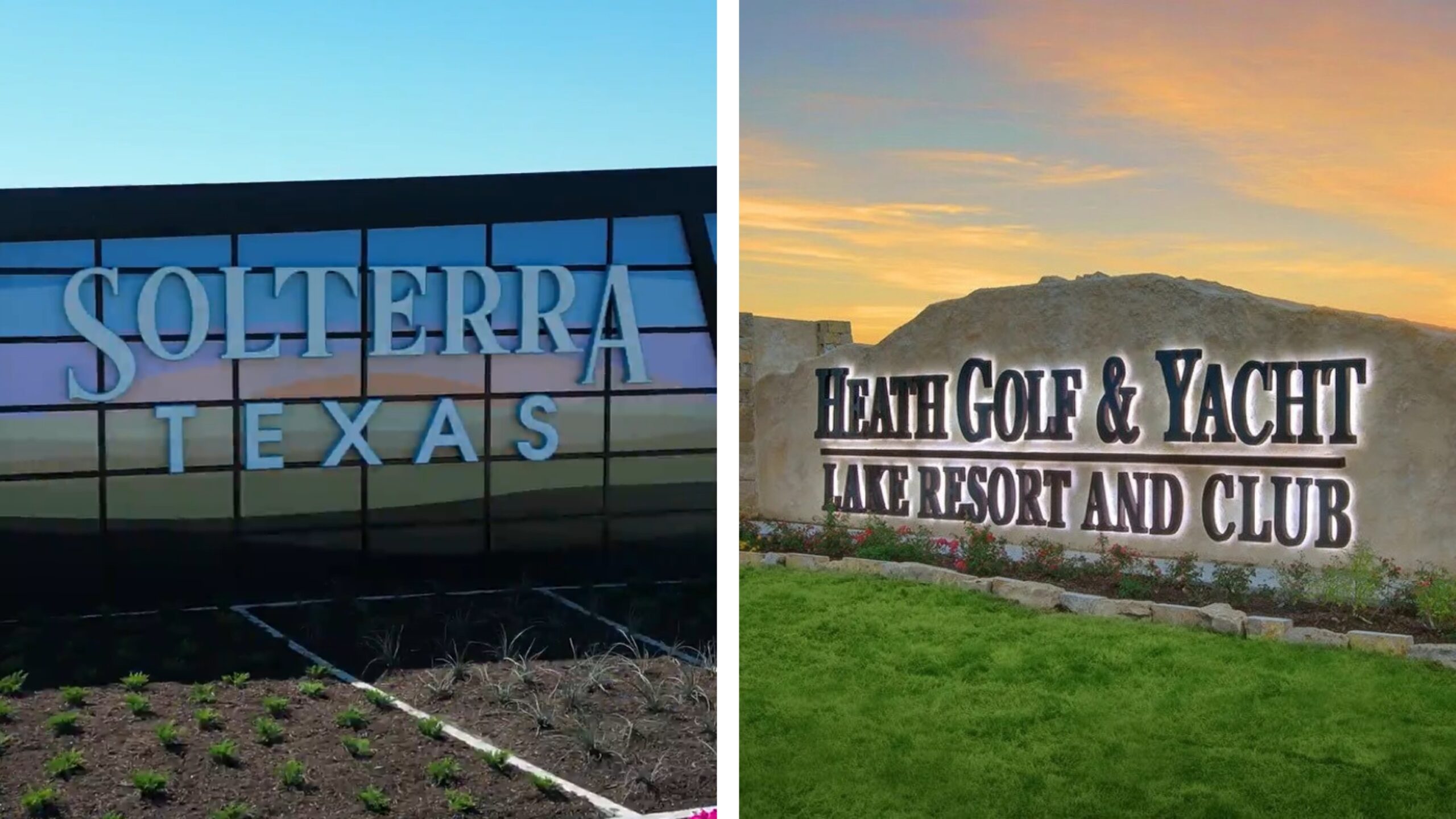 neighborhood signs for Solterra and Heath